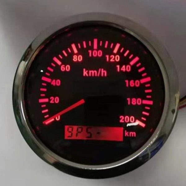 85mm 200km/h Gps hastighetsmätare 9-32v med rött bakgrundsbelysning vägmätare Lämplig för alla typer av bilar Silver  Black