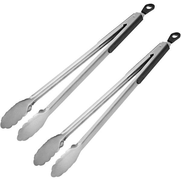 2PCS Barbecue Tongs, Barbecue Charcoal Pasta Tongs Long Kitchen Tongs Cooking Grill Long 14 Inch Locking 18/8 Premium Stainless Steel Locking He