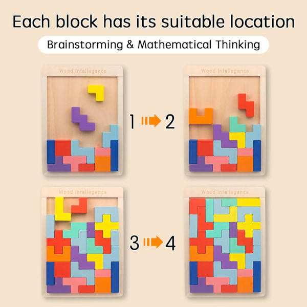Montessori-leksaker för barn 3 4 5 6 år, transparent hjärngåta pussel leksak intelligens färgglada block, geometrisk pedagogiskt spel present till barn Wooden puzzle