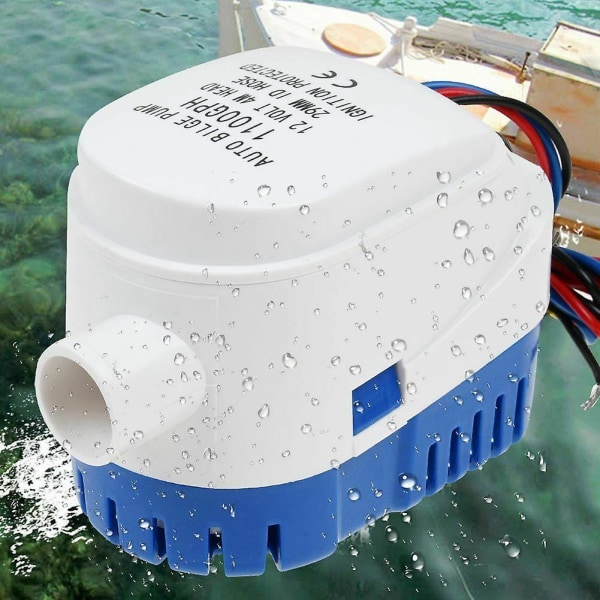 12v 1100gph marinebåt automatisk lensevannspumpe Rv automatisk nedsenkbar pumpe White  blue