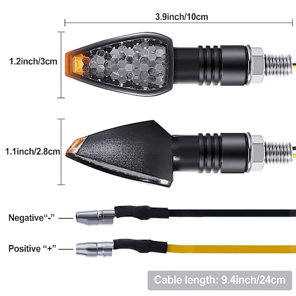 4 stk motorsykkelindikatorer Flytende blinklys 14 LED 12v Motorsykkel LED-indikator Blinke