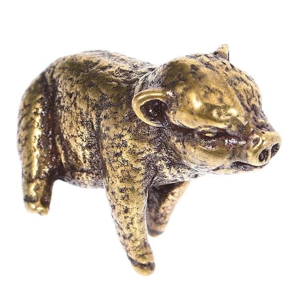 Messing Lille Gris Form Figur Boligindretning Statue Miniature Griseskulptur
