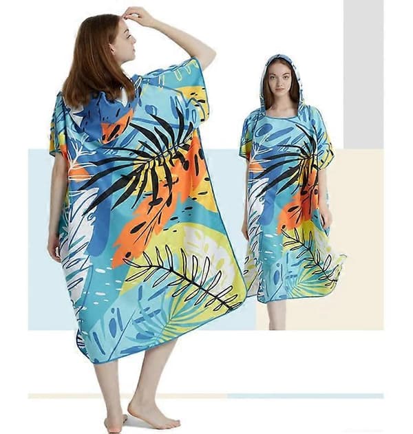 Quick-Drying Towel Hoodie Microfiber Beach Robe Changing Poncho Bath Towel for Adults