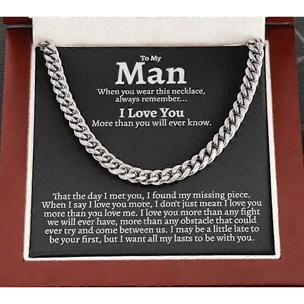 To My Man - Ruostumattomasta Teräksestä Valmistettu Kuubalainen Ketjun Kaulakoru Hänelle, Syntymäpäivälahja Poikaystävälle Aviomiehelle, Aviomiehelle Lahjaksi, Poikaystävälle Lahjaksi