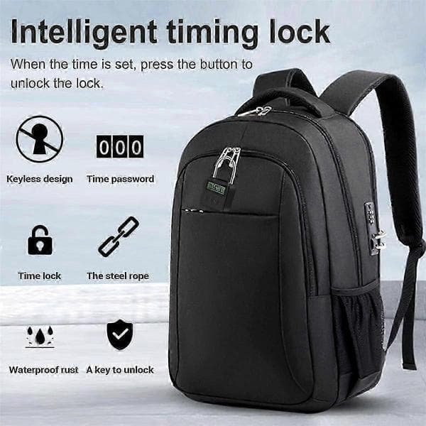 Metall Timerlås LCD-skjerm Multifunksjonell Elektronisk Tid 99 Timer Maks Timing USB Oppladbar Timer Hengelås Black