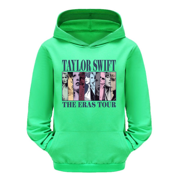 3-16 år Børn Pop Taylor Swift The Eras Tour Hættetrøje med tryk Piger Drenge Hættetrøje Pullover Toppe Green 7-8T 130CM