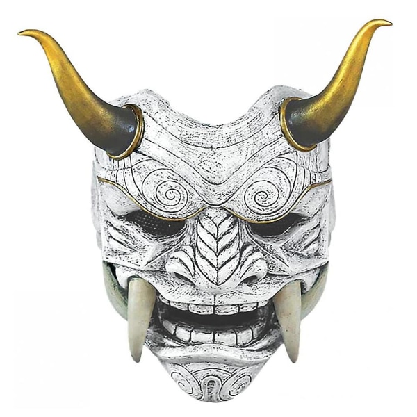 Samurai Oni Mask Latex Päähine Mask Halloween Cosplay Fancy Dress Party Mask Grey