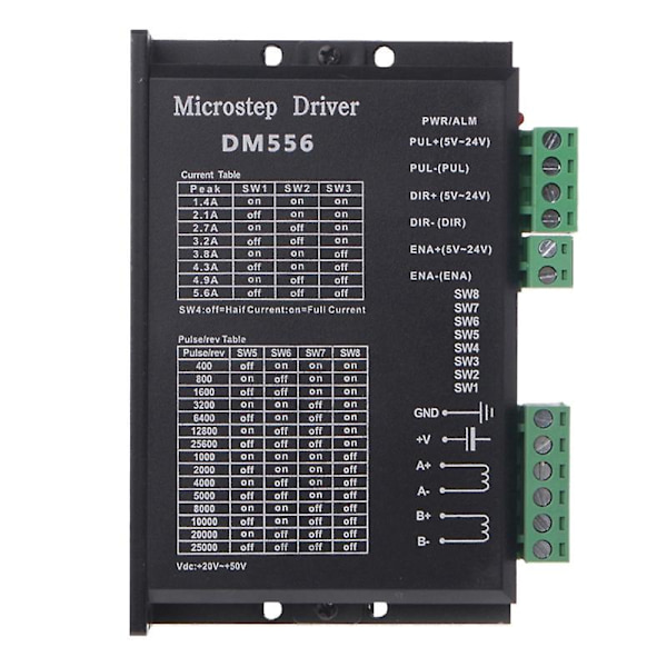 Digital Stepper Driver, Dm556 Motor Driver är lämplig för Nema 23, Nema 24 och Nema34 Stepper Moto black