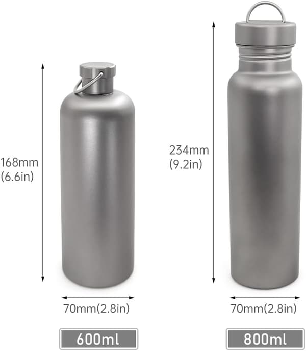 Titanium Vattenflaska 600ml/800ml Lättvikt för Utomhuscamping Vattenflaska