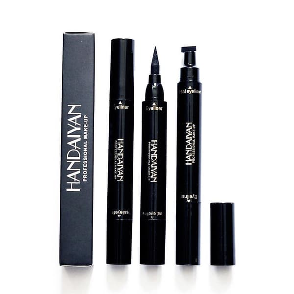 Øjenmakeup 2-i-1 Sort Vandtæt Dobbelthovedet Trekantet Forsegling Eyeliner