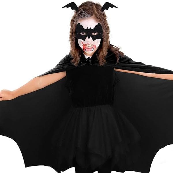 2 stk. Flagermuseøjenmaske, Sorte flagermusemasker til Halloween-kostumer, Tilbehør