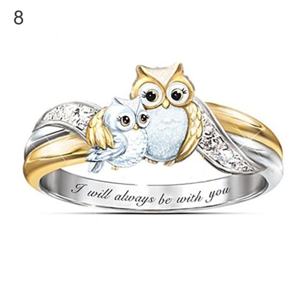 Ring inre bokstäver som antyder faux borr smycken presenter Animal Owl Ring för jul 8