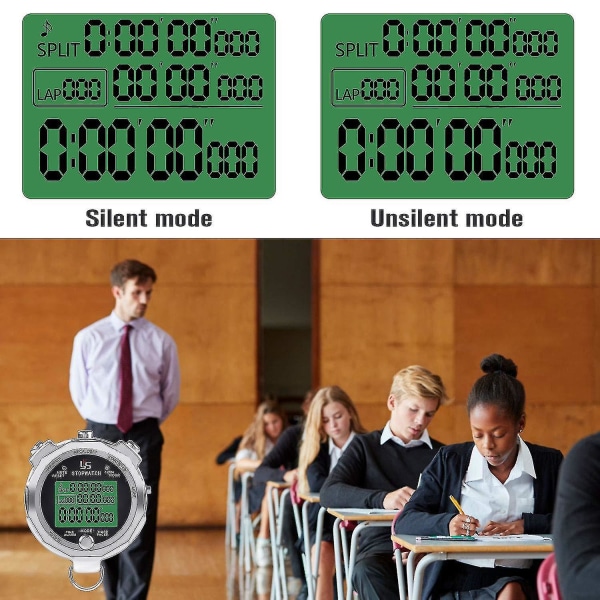 Stopur Metal Stopur Timer med baggrundsbelyst 1/100. sekund Precision 200 Lap Memory Digital Stopur til Coaches