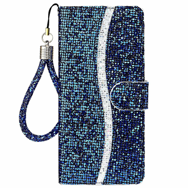 Glittrigt pulver Fullt skydd Phone case Stativ Cover till Samsung Galaxy A33 5G Blue Style B Samsung Galaxy A33 5G