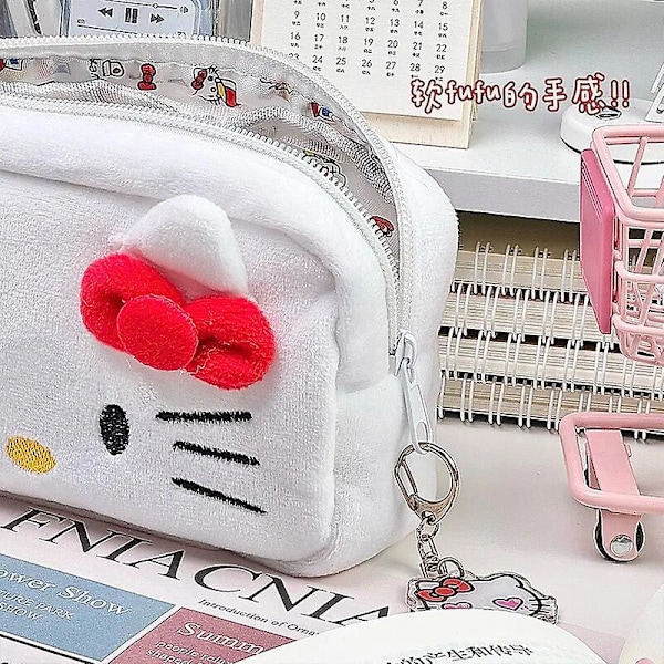 Sanrio Hello Kitty Cartoon Serie Söta Plysch Pennfodral Stor Kapacitet Förvaring Kontorsmaterial Studenters Pennfodral Skolmaterial Presenter