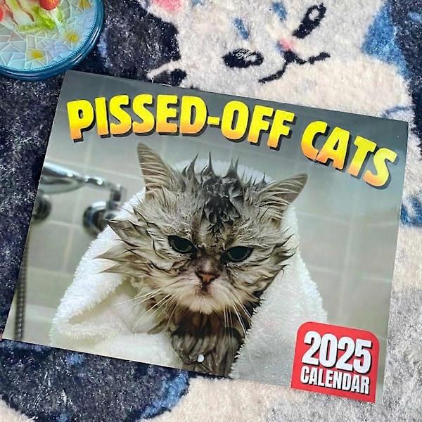 Morsom Sint Cat Calendar 2025, 12 Månedlige Hengende Veggkalenderplanlegger for Katt-Elskere Julegave