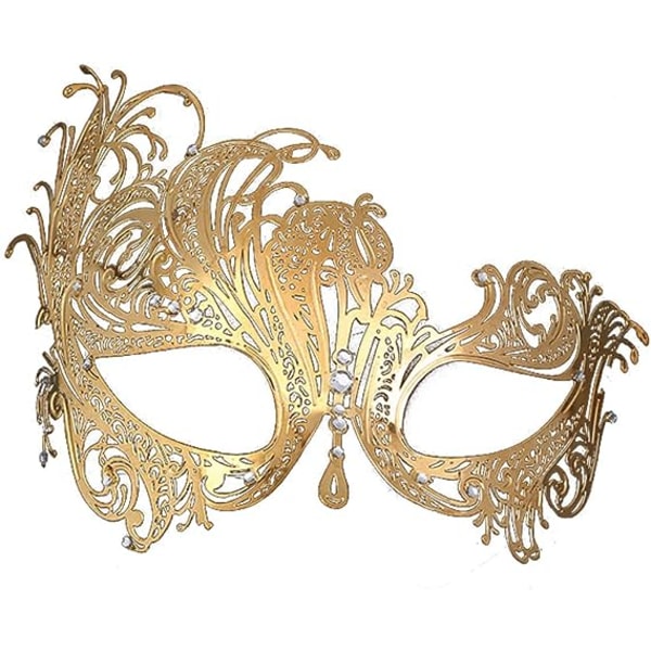 Maskerademaske til mænd, Diamond Party Mask, Venetiansk Elegant Metal Mask, Halloween Masquerade Par Masker A