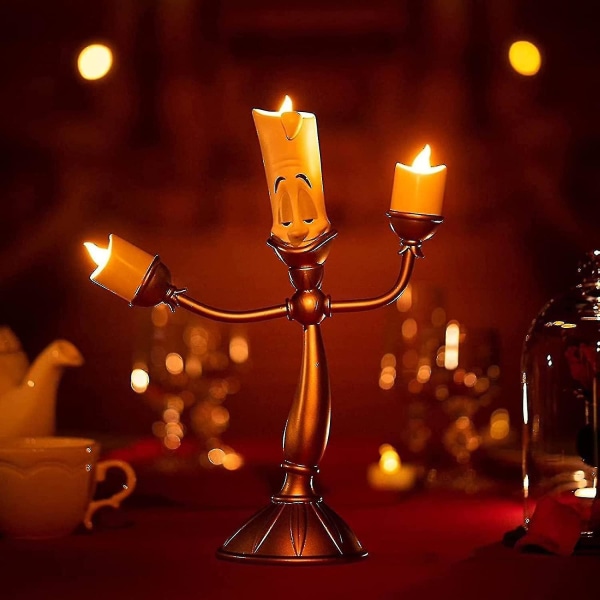 Clock Candle Beauty And the Beast Ljusstake Lumiere Led Ljusstake För Bröllopsbord, Julfest, Heminredning feng