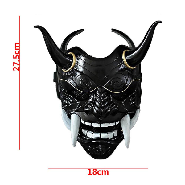 Samurai Oni Mask Latex Päähine Mask Halloween Cosplay Fancy Dress Party Mask Black