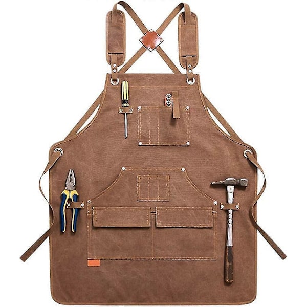 DIY Förkläde med Multiverktygshållare Vaxad Canvas Arbetsförkläde, Vatten- och Vaxresistent Unisex Förkläde, Perfekt för Ingenjörer Snickare Hantverkare Keramiker bäst