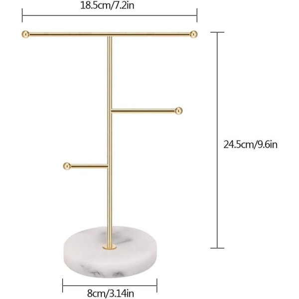 Smykkevisningsstativ Halskjedeholder T-stang Metallbelagt bordplate Smykkeoppbevaringstårn for opphenging