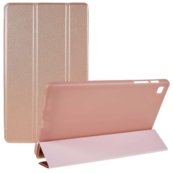 For Samsung Galaxy Tab A7 Lite 8,7-tommers indre honeycomb-design Anti-fall Anti-ripe lær nettbrettveske Auto Wake/Sleep-deksel med tri-fold stativ Rose Gold