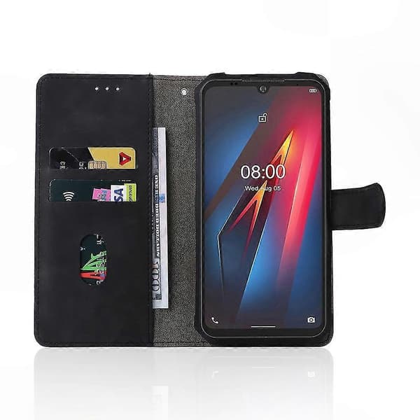 Slitstarkt skyddsfodral i läder för robusta smartphones Black