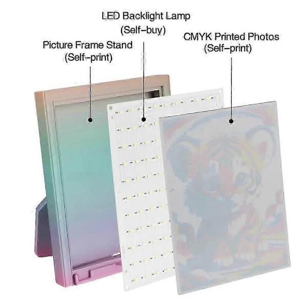 Til Bambu Lab Lithophane Led Panel CMYK Print LED Baggrundsbelysningskort Lithophane LED Baggrundsbelysningskort 3D Print Dele Without cable