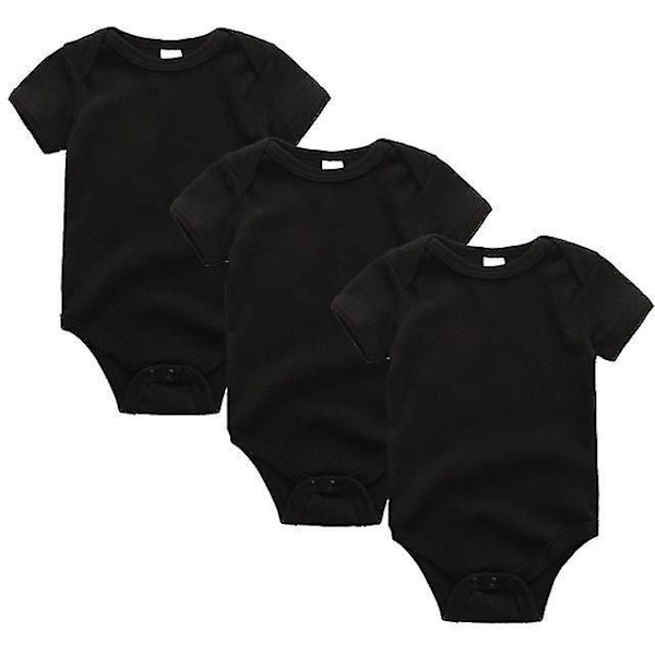 3 kpl Lasten Lyhythihainen Puuvillabody Black 9M