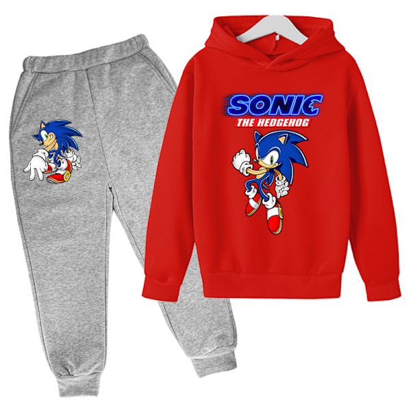 2-osainen lastenvaate Sonic-piirroskuvioinen plussamekkoinen hupunallinen paita pojille ja lapsille Harajuku H 140CM
