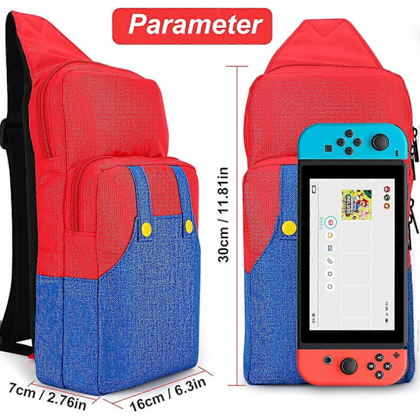Söt Resväska för Nintendo Switch/Lite/OLED, Portabel Liten Sling Crossbody Axelväska Bärväska Förvaringsryggsäck för NS Consolo, Laddningsdocka, Joy-Co