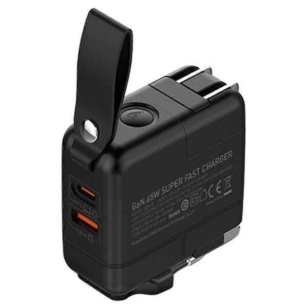 LDNIO Q2618 65W GaN Hurtigoplader Udskiftelige Stik USB-C PD Hurtigladestation til Bærbar iPhone Android Black