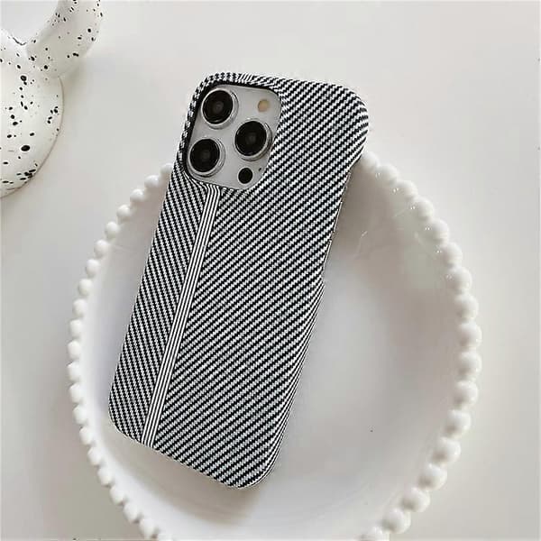 Kompatibel med iPhone 14 Pro Max telefondeksel karbonfibertekstur mikrofiberfôr + PC ufullstendig bakdeksel LightBlue