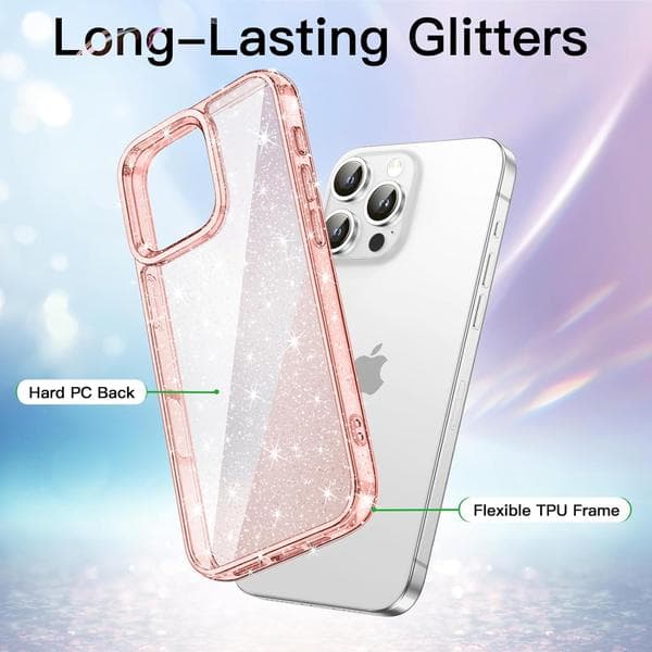Glitterdeksel for iPhone 16 Pro MAX 6,9 tommer, Støtsikkert Bling Sparkle-deksel, Søtt Glitrende for Jenter og Kvinner