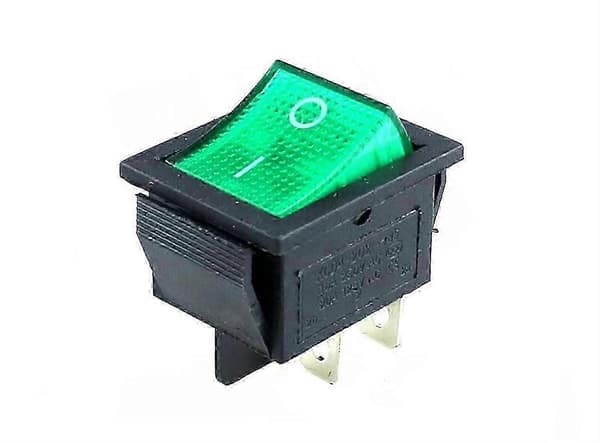 Vippebryter KCD4 PÅ-Av 16A 250VAC/20A 125VAC med rødt knappelys