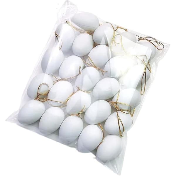 Easter Egg Decoration - 24 Pcs White DIY Paint Hanging Ornament for Easter Tree - Party Supplies