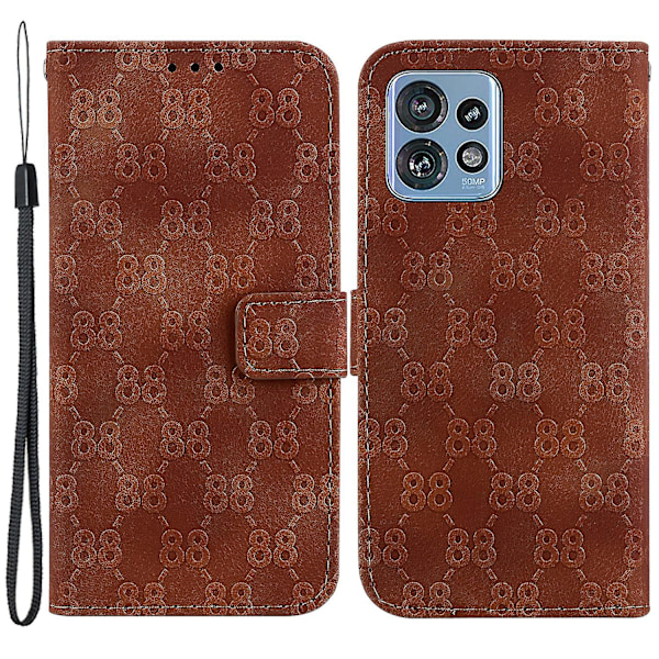 Läderfodral med stativfunktion för Motorola Moto X40 5g/edge 40 Pro 5g/edge+ (2023) Dubbel 8-formad prägling Plånboksfodral Brown