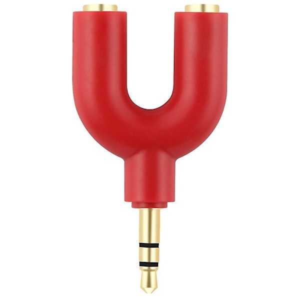 Hodetelefon Audio Splitter U-formet 3pin 3,5 mm Jack 1 Til 2 Adapter red