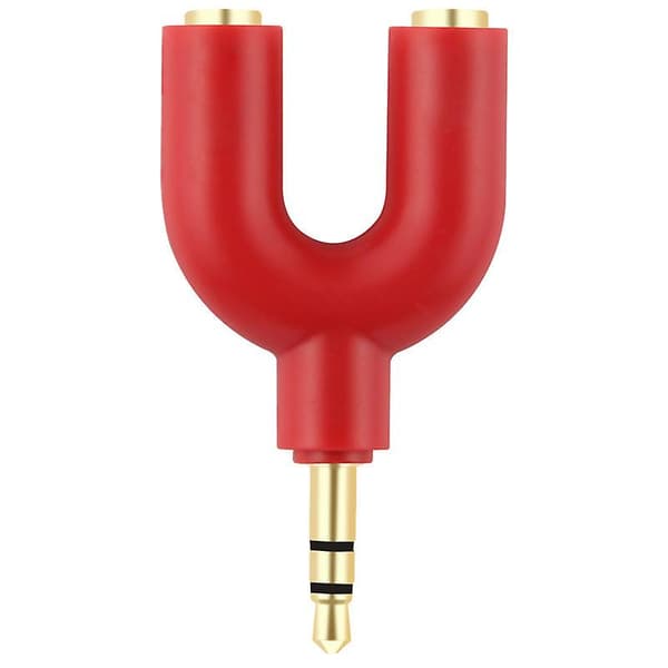 Hovedtelefon Audio Splitter U-formet 3pin 3,5mm Jack 1 Til 2 Adapter red
