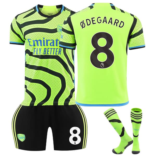 2324 Arsenal udebane grøn trøjesæt med sokker No.8 ØDEGAARD No.8 ØDEGAARD L