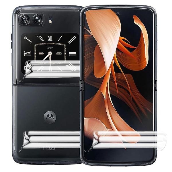 Motorola Razr 2022 5G, HD PET Screen -pehmeä set, jossa on takaosa, etu + kameran linssikalvo