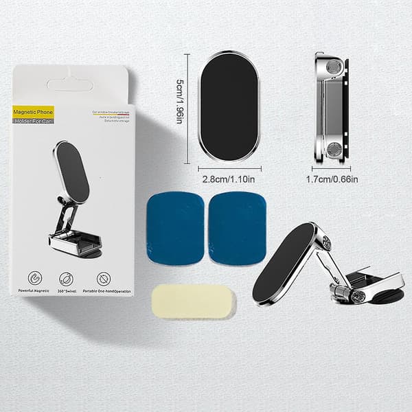Universal 360 Rotation Magnetisk Telefonholder Foldbar Bilmontering Stativ Dashboard 2023 Black