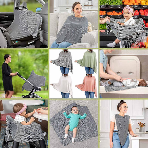 Moderfoderbetræk Håndklæde til amning Meget strækbart bomuldsbabybaldakin Gray strip