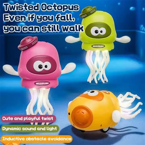 Dancing Octopus Decompression Toy, USB Charging Music Octopus Robot, Wiggling Luminous Buddy, Sound-Activated Movement