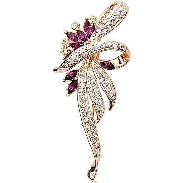 Fancy vintage stil broscher Pin Skapad kristaller Brosch för kvinnor med lila skapad kristall