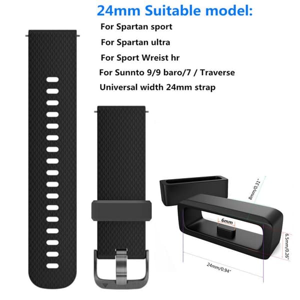 Watch Band Fastener Retainer Ring Silicone Connector Security Loop for Suunto 24mm