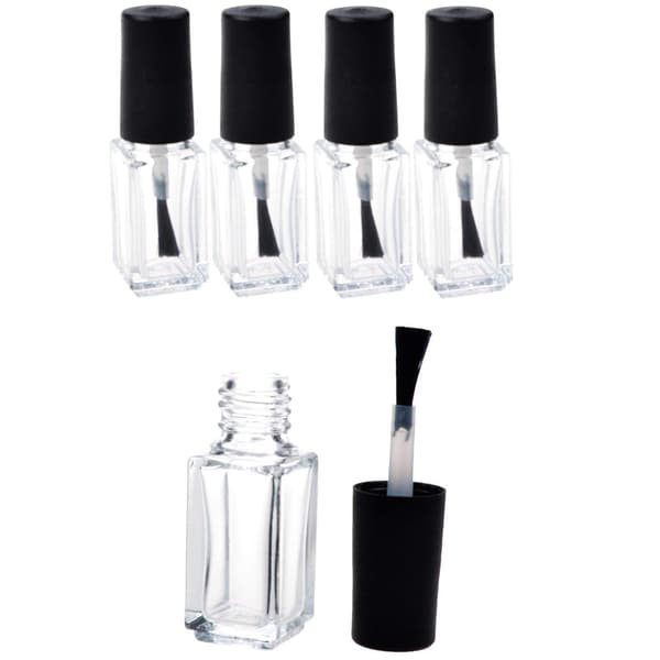 Tomme klare neglelakflasker med pensel (5ml 5-pak)