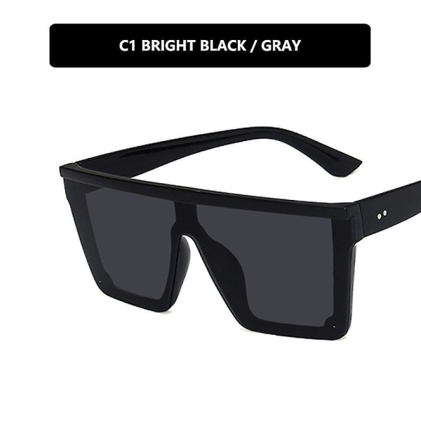 Bright Black All Greyladies Herresolbriller Oversized firkantede solbriller uden kant Uv400 Solbriller Trend Stort stel solbriller i ét stykke Nye mænd