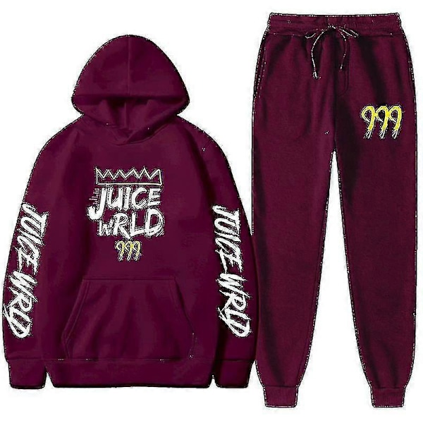 Ny Juice World Hoodie Dress + Joggingbukser Juice Wrld Trap Rap Regnbue Tomografi Juice Wrld Red wine S