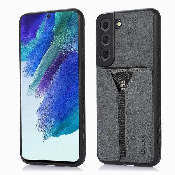 För Samsung Galaxy S22 5G Denior DV Elastiskt Kort PU Baksida Telefonfodral Grå SZRH 0,5 5